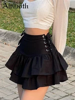 altgoth streetwear mall goth skirt women harajuku y2k e girl high waist bandage mini skirt dark gothic punk emo alt club wear