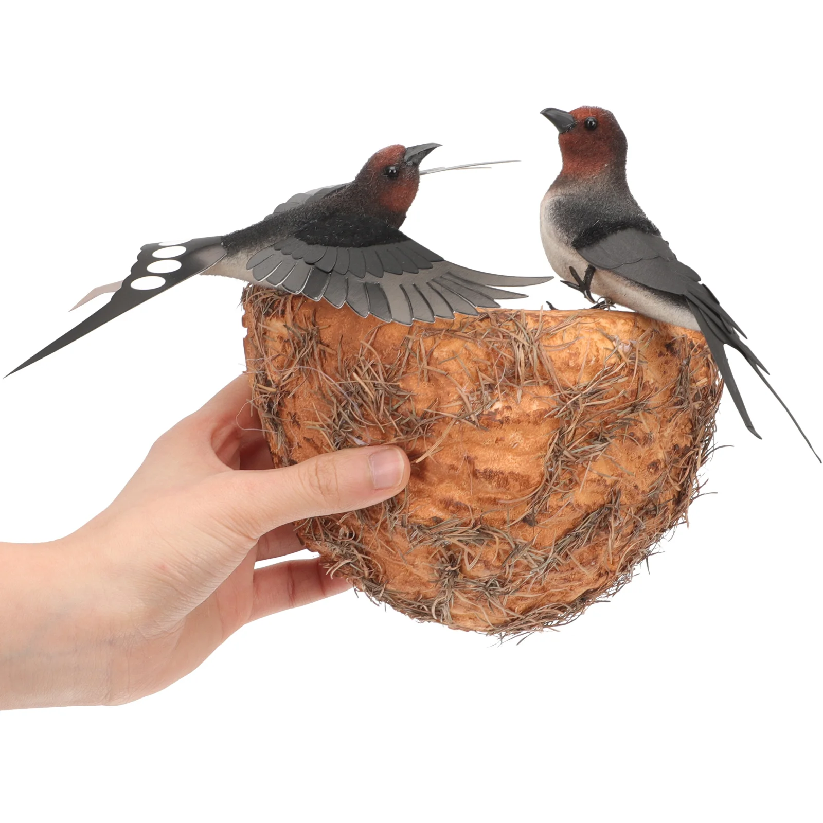 

Spring Decorations Swallow Artificial Bird Nest Adornment Outdoor Swallows Layout Model Rustic Birds Sculptures Simulation