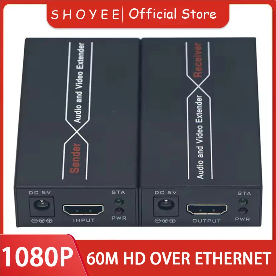 Фото 1080P 60 м HD-удлинитель HD-повторитель через Cat 6 Cat 7 Ethernet-кабели с функцией EDIID Передатчик Rj45 TX/RX Удлинитель HDTV №1