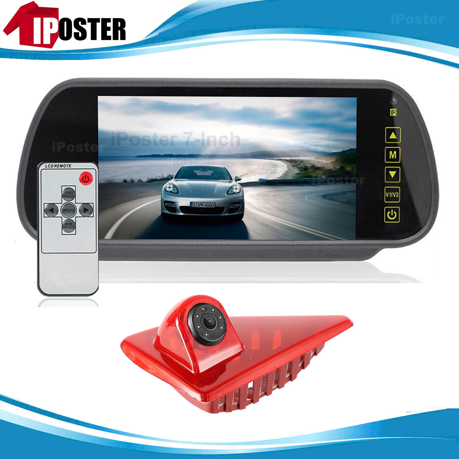 iPoster 7 &quotЖК-дисплей автомобильное зеркало заднего вида монитор стоп-сигнала