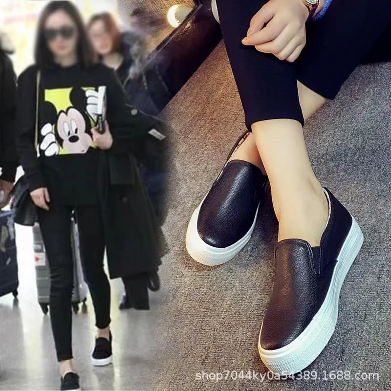 2023 Female Spring Autumn One Pedal Thick-Soled Sponge Cake Low-Top Casual Canvas Shoes Women's Platform Sneakers