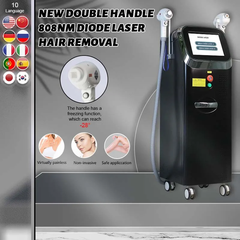 

ADG Dual handles 808nm Diode laser Hair Removal Skin rejuvenation Machine for salon spa clinic support OEM ODM service