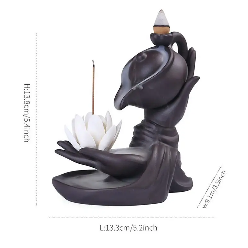 z lotosem Budda Ręcznie kadzidełka Ceramiczna miska Buddy Ozdoba aromaterapeutyczna do dekoracji rzeźb ogrodowych