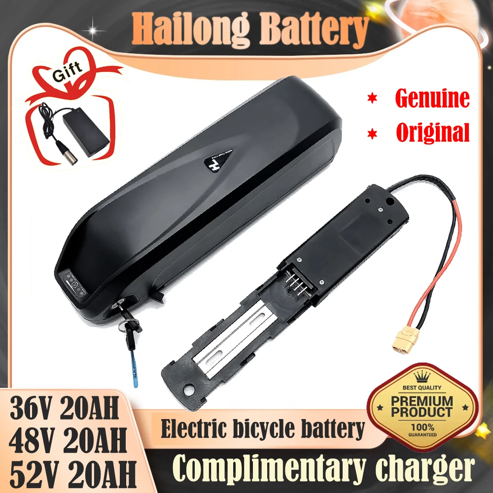 

NEW Original 36V 48V 52V 20AH Hailong ebike Battery 30A BMS 350W 500W 750W 1000W 18650 Cell Free shipping and duty-free gift