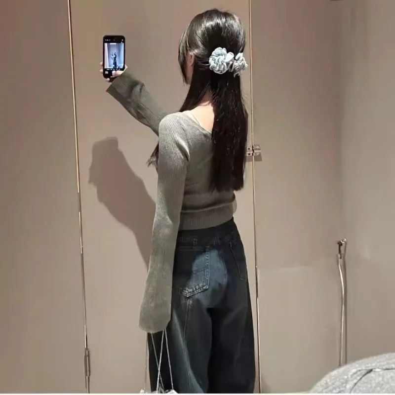 Элегантные милые топы для девочек с расклешенными рукавами и V-образным вырезом