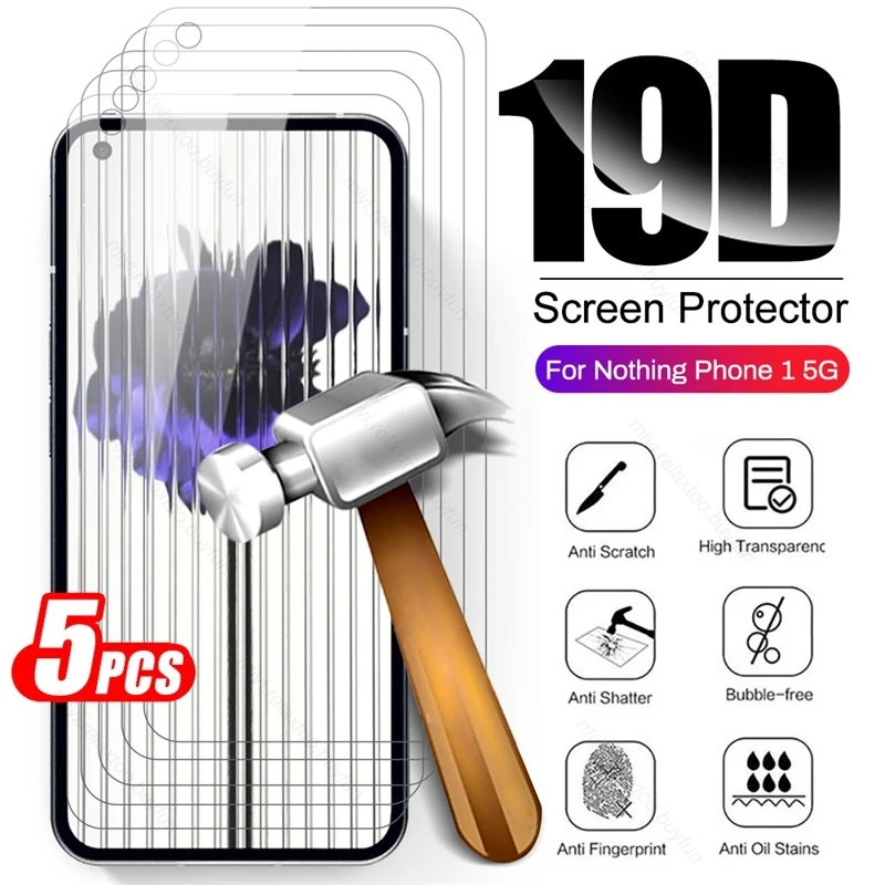 

Nothing1 Glass 5PCS Protective Glass For Nothing Phone 1 Phone1 A063 6.55" Full Screen Protector Explosion-proof HD Film Cover