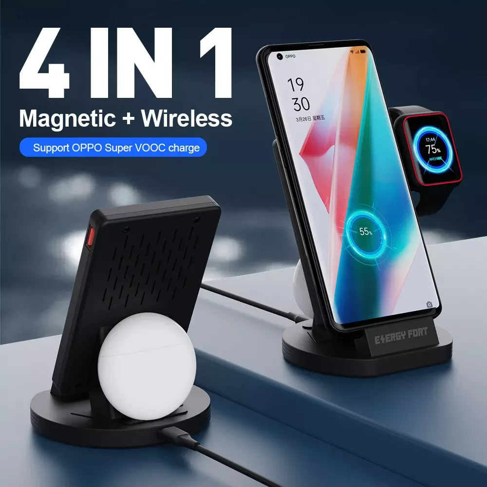 

Charger 66W for Huawei P50 Pro SuperCharge Fast Wireless Charging Dock Portable USB Charger for Oppowatch 2 Earbuds