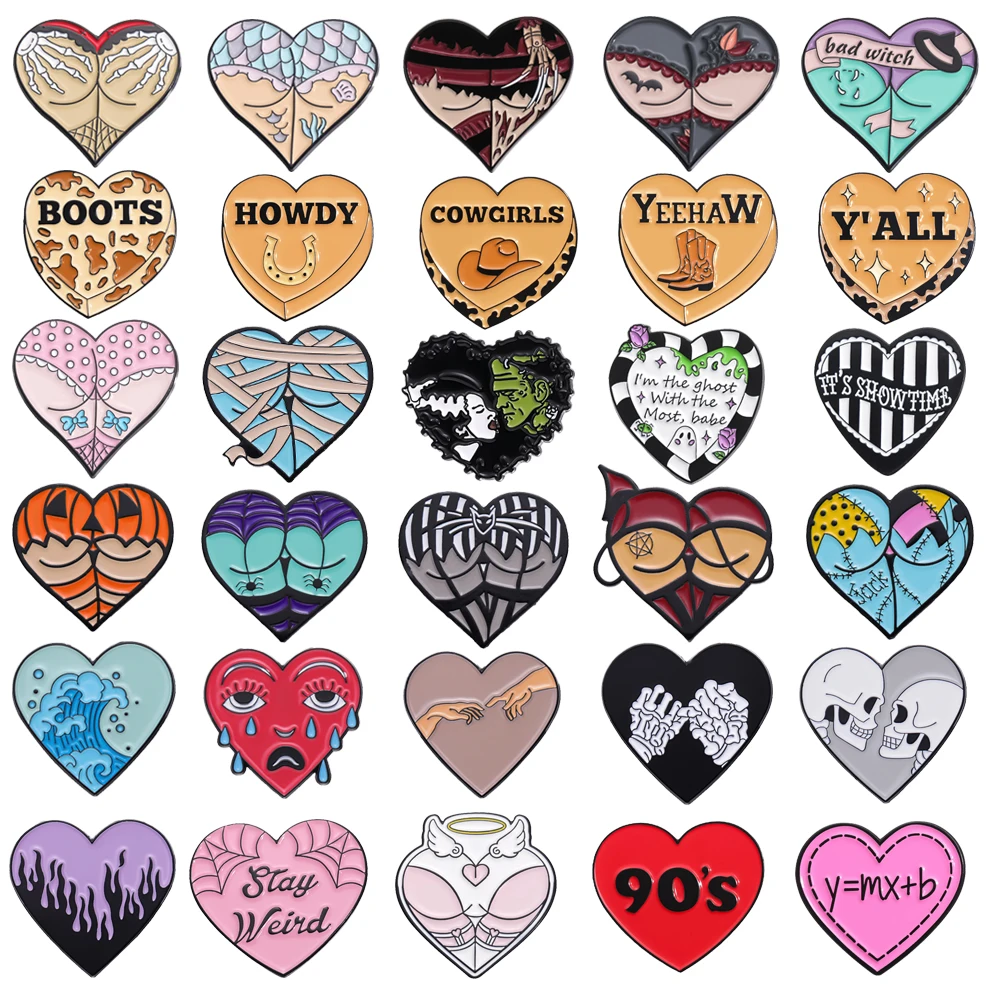 Металлическая брошь в виде сердца