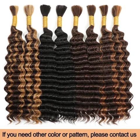 Человеческие волосы с глубокой волной, плетеные волосы для косичек без узлов в стиле бохо, насыпью двойные натянутые волосы P4/27, подчеркивающие волнистые волосы без узлов для плетения