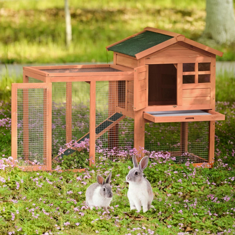 

48 in Natural Wood House Pet Supplies Small Animals Rabbit Hutch Wood House Chicks Coop Pet Cage for Small Animals 3 Styles