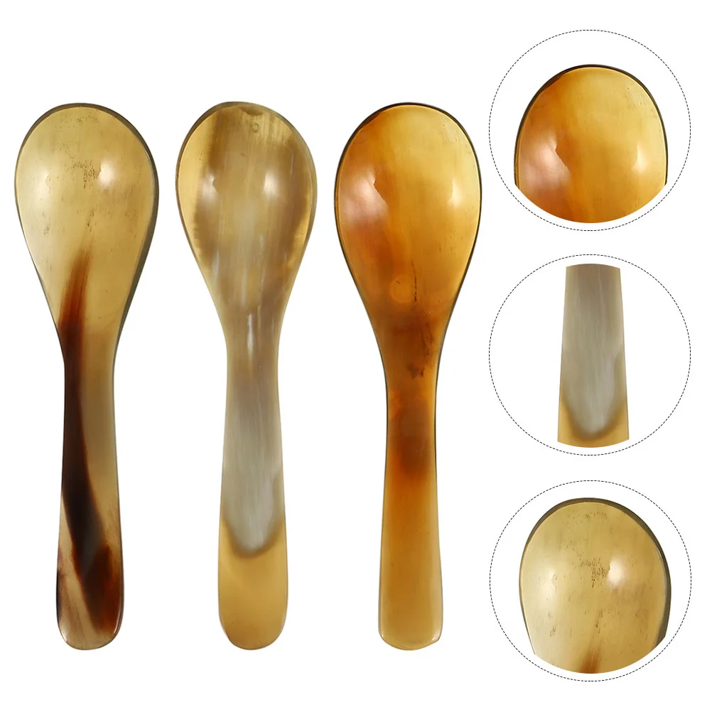 

3Pcs Serving Handle Kitchen Spoons Dessert Cake Spoons Natural Coffee Spoons for Hotel Kitchen Restaurant