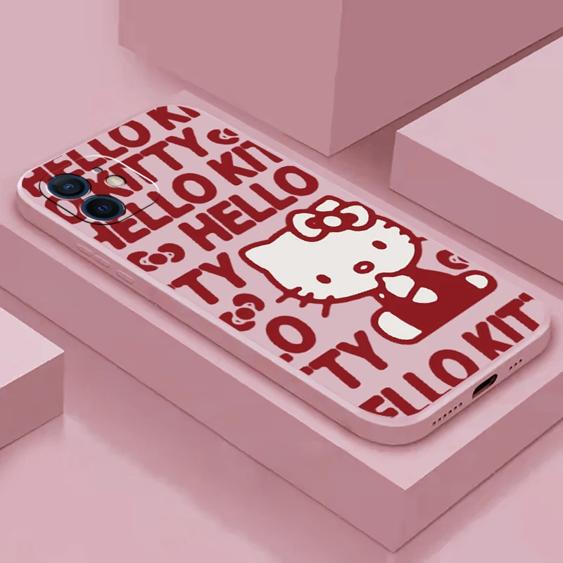

Hello kitty Cat Cute Funda CASE For iPhone 11 13 12 Pro Max 13 Pro Max X XR XS MAX SE2020 8 7 6 6S Plus NEW Silicone Phone Cover