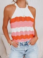 2022 summer new knitted hollow camisole casual loose stitching vest womens clothing