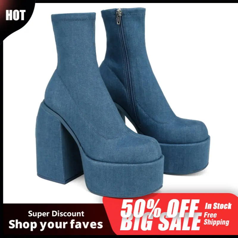 

Winter Women Heel Shoes 2023 New in Fashion Boots Luxury Designer Botte Femme Platform Boots High Heel Ankle Boot Botas De Mujer