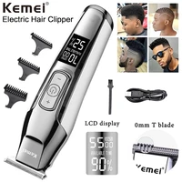 kemei hair clipper professional hair cutting machine for men electric trimmer barber clippers usb rechargeable lcd haircut tools