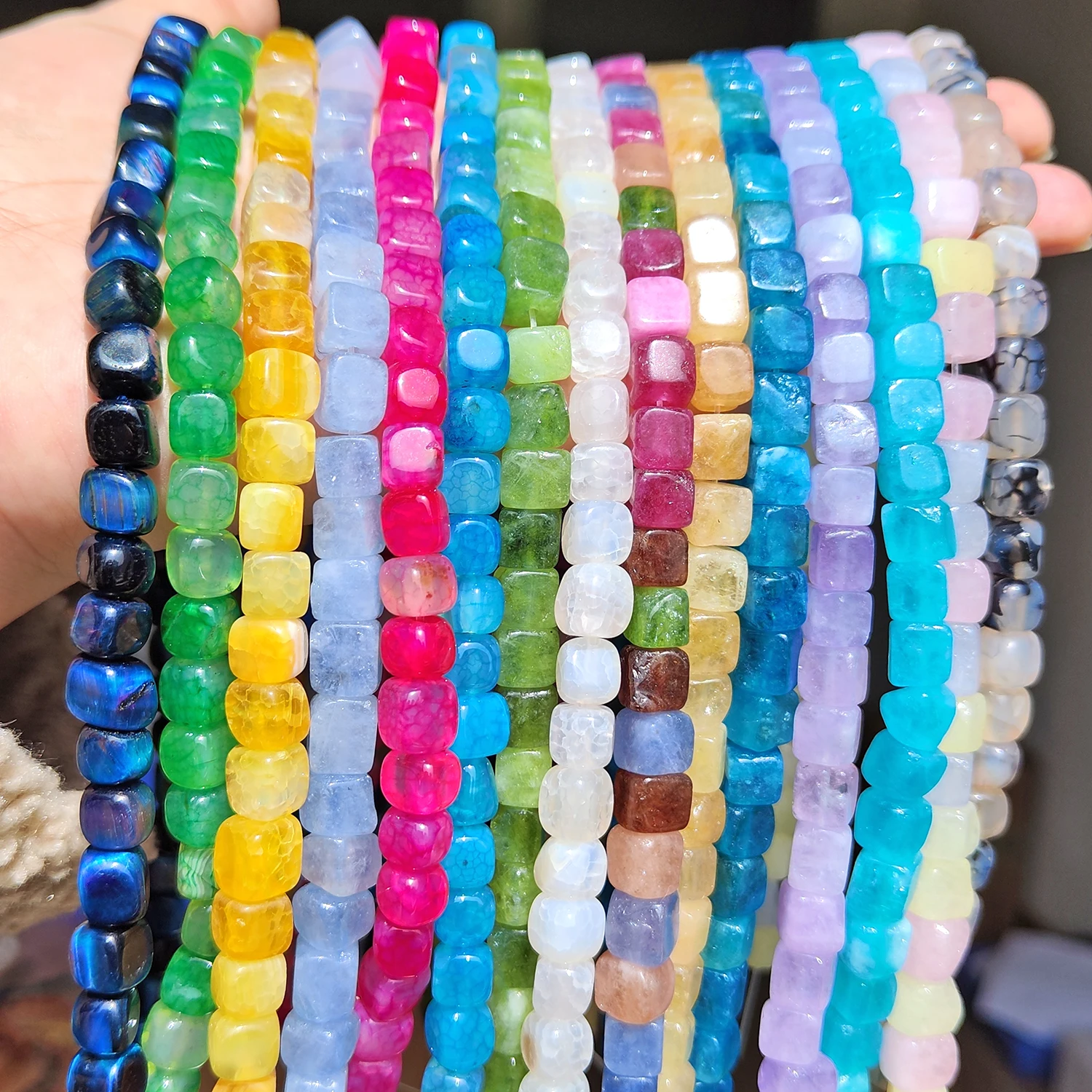 Натуральный камень агат Jade Cube Square Bead 8mm Loose разделитель Beads для самостоятельного