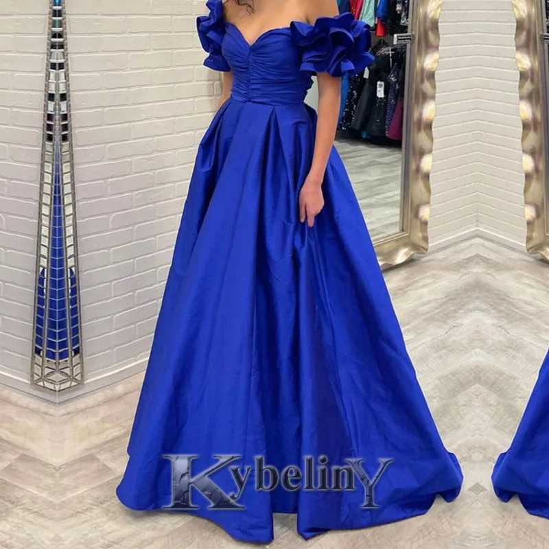 

Kybeliny Blue Evening Dresses Sweetheart Pleated Aline Prom Robe De Soiree Graduation Celebrity Vestidos Fiesta Women Formal
