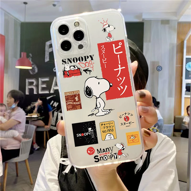 

Snoopy Phone Cases For iPhone 11 12 Pro MAX 6 6S 7 8 Plus X XS XR 12 13 Mini SE 2020 Funda Carcasa Back Silicone Cover Black
