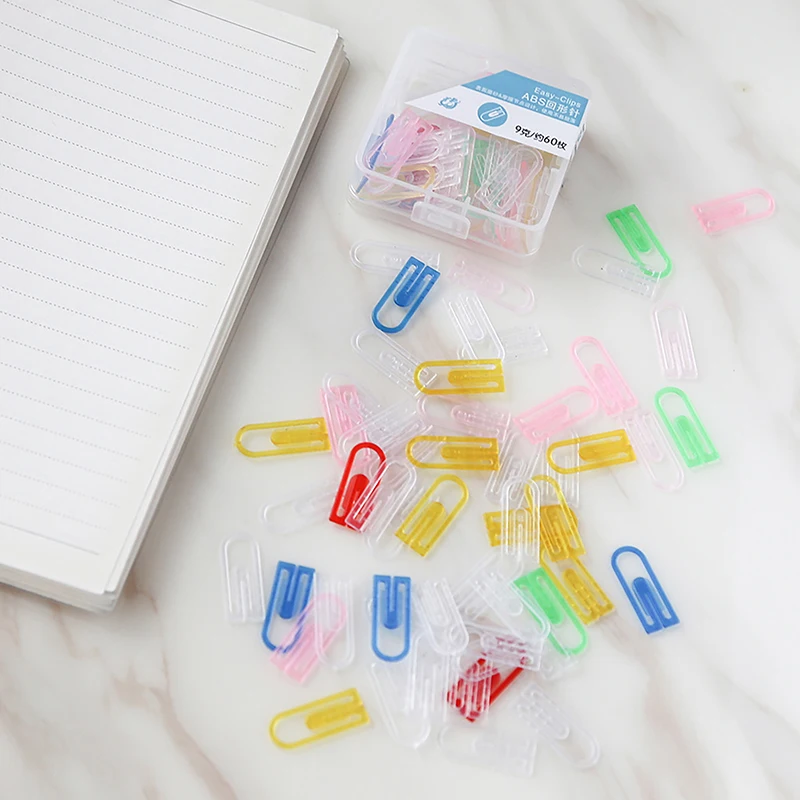 

60 Pcs Mini Paper Clips Kawaii Stationery Candy Color Clear Binder Clips Photos Tickets Notes Letter Paperclip