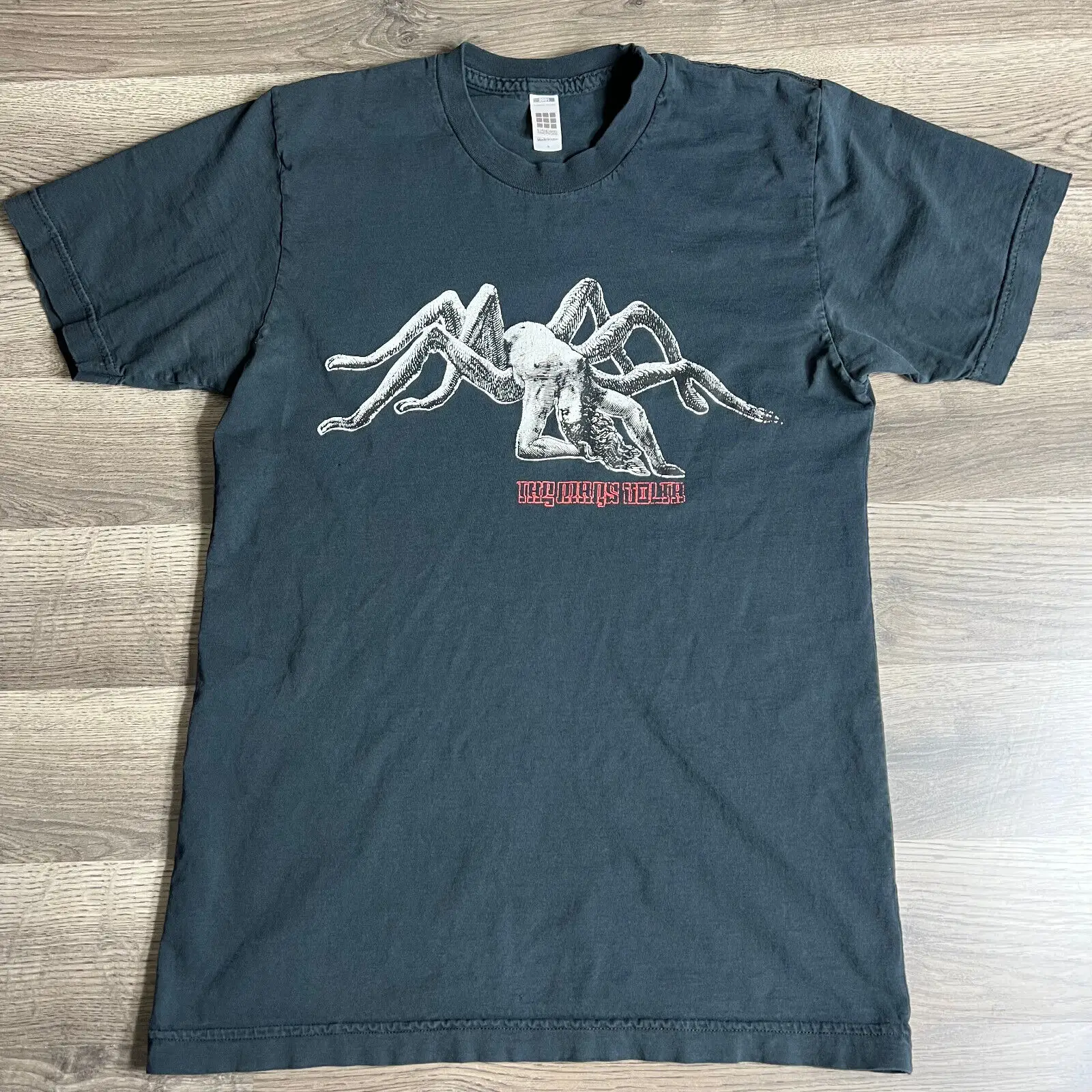 Y2K The Mars Volta Arachne, футболка с лентой паука, черная, выцветающая, маленькая, 2003 редкая