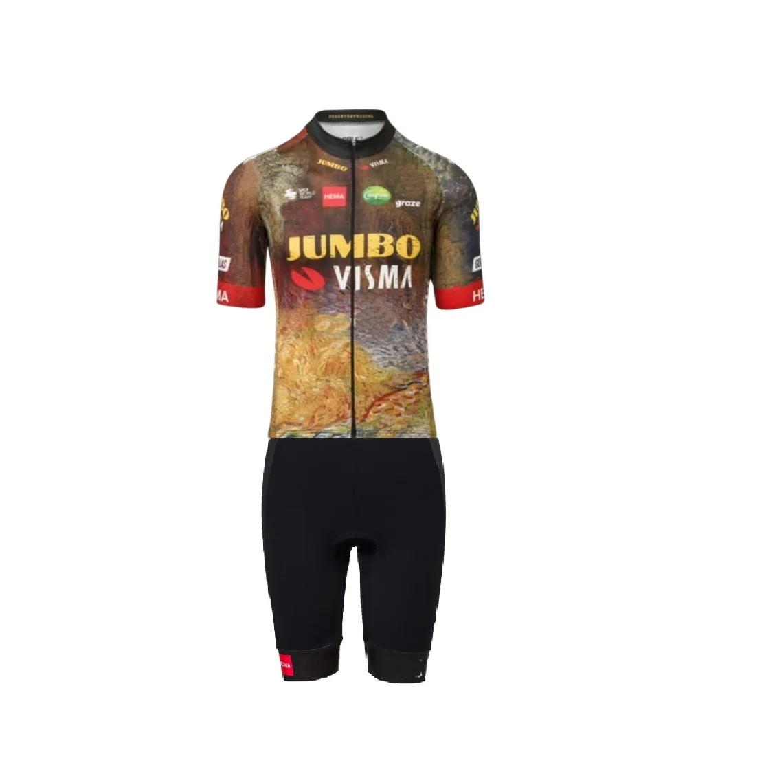 

LASER CUT Skinsuit 2022 JUMBO VISMA TEAM Black Bodysuit SHORT Cycling Jersey Bike Bicycle Clothing Maillot Ropa Ciclismo