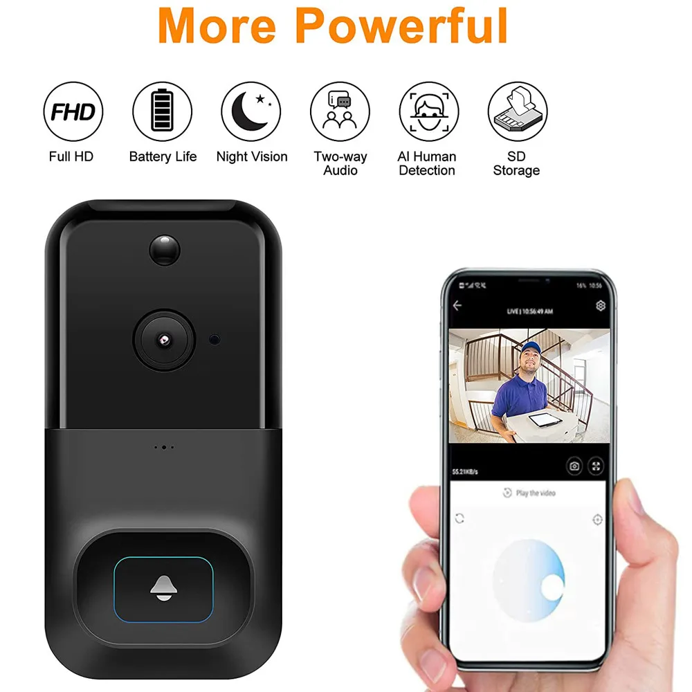 Tuya Smart Home WIFI Video Doorbell Wireless 1080P HD Intercom Door Bell Camera IR Night Vision for House Security Protection enlarge