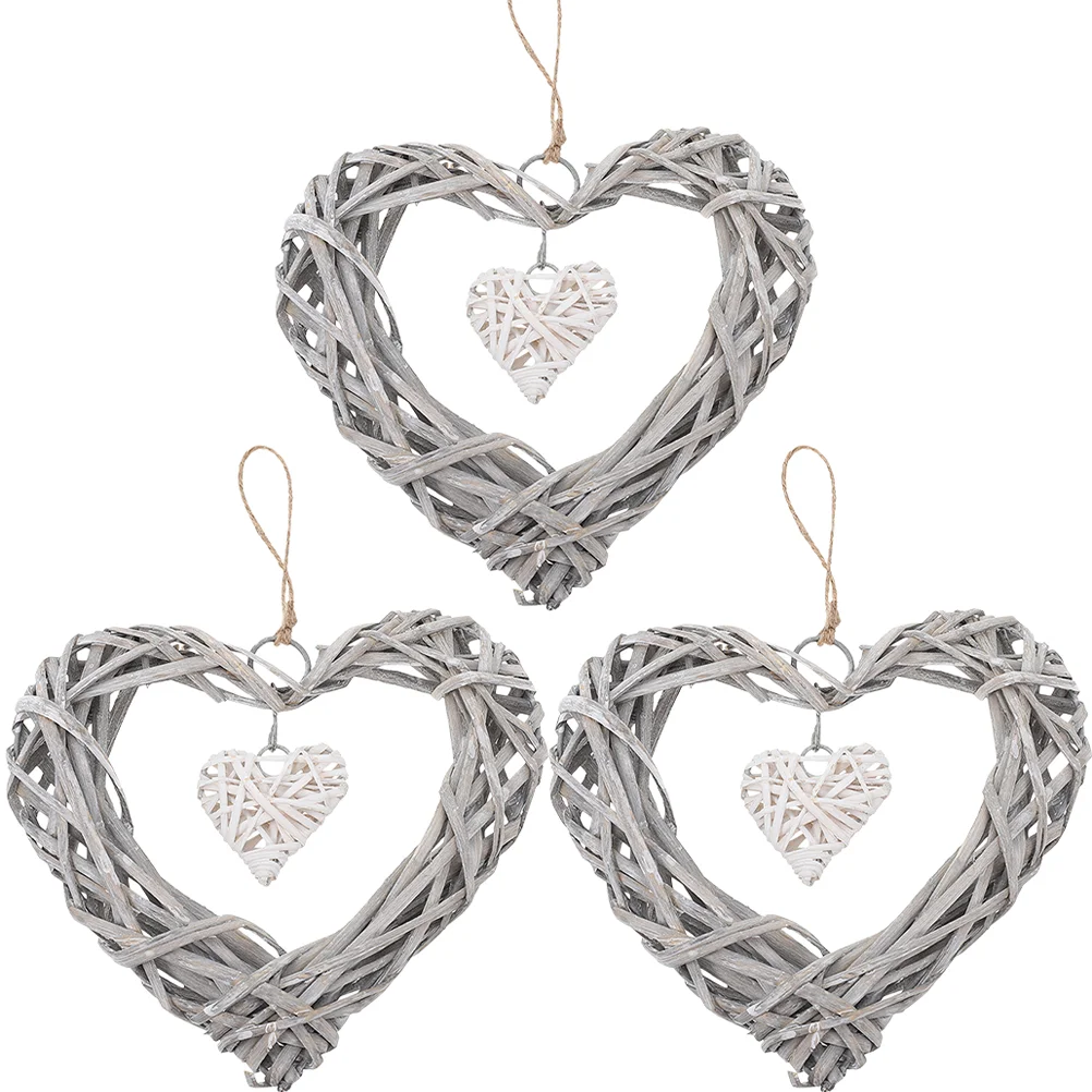 

Wreath Heart Wicker Rattan Christmas Door Shaped Hanging Decor Wall Wedding Vine Ornaments Grapevine Decoration Shape Love Frame