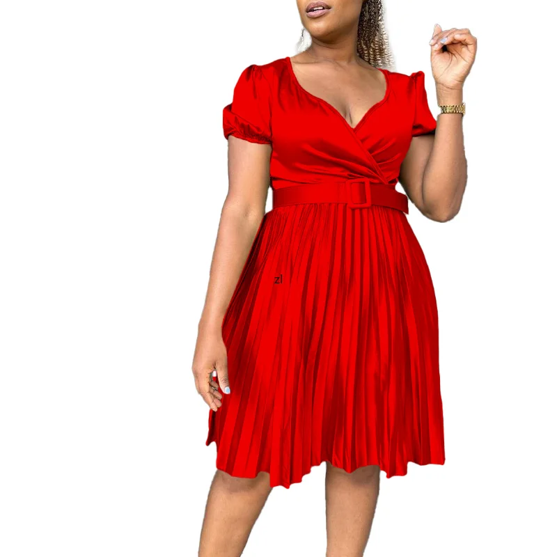 

Elegant African Dresses for Women 2023 Summer Africa Clothing Short Sleeve V-neck Sexy Party Dress Dashiki Ankara Outfits Robe