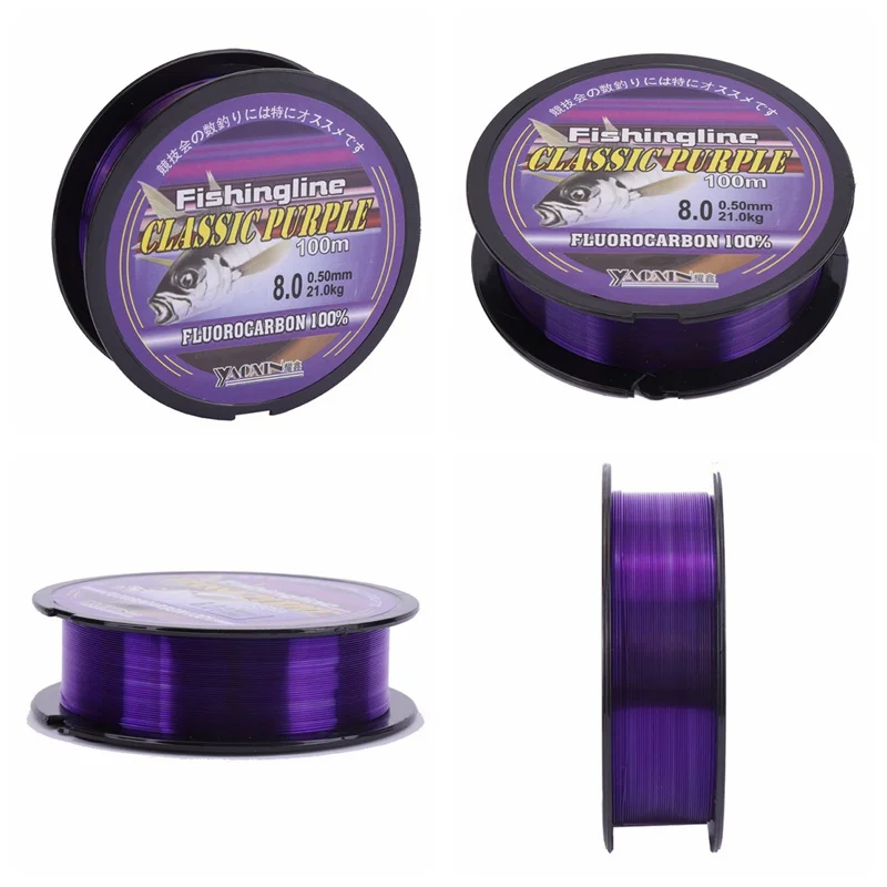 100 м леска для ловли нахлыстом Фиолетовый нейлон не фторуглеродная рыболовная