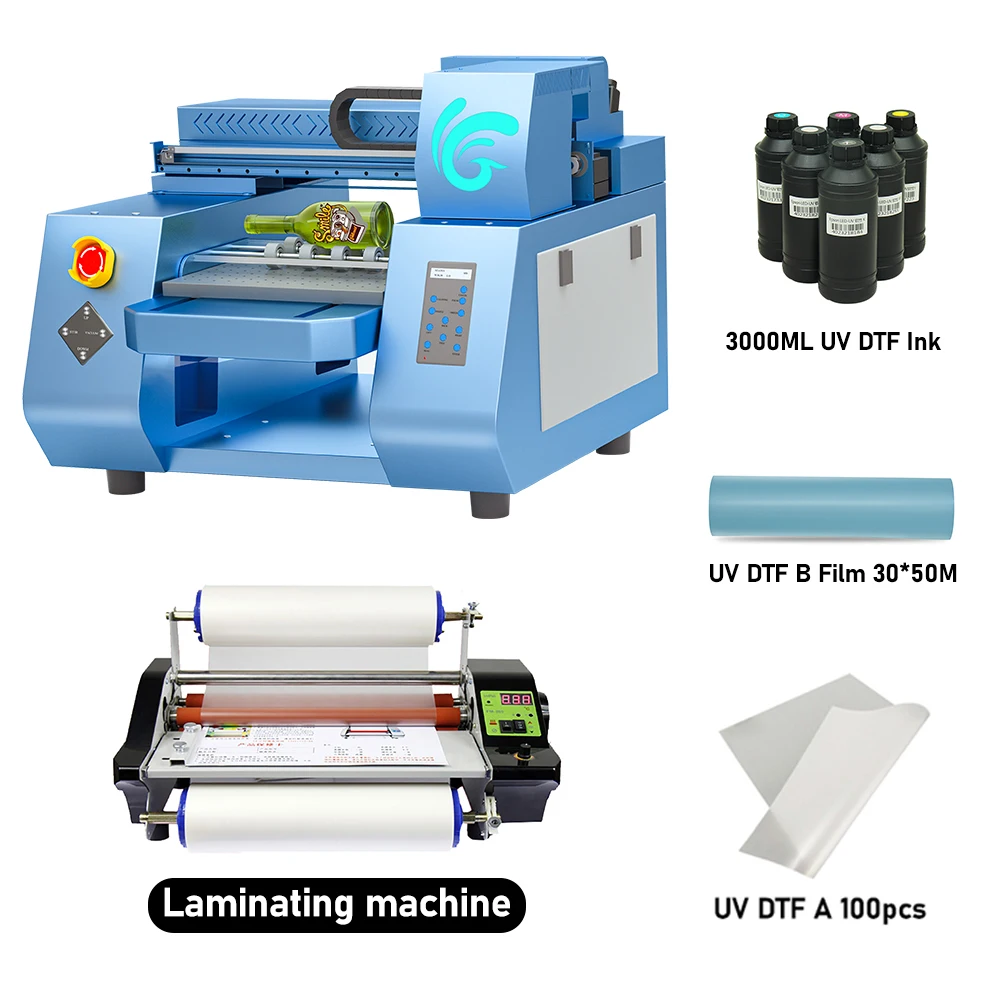 

UV DTF Printer A3 XP600 Multifunction Flatbed Printing Machine A3 UV Printer For Phone Case Cylinder Wood Glass Candles Acrylic