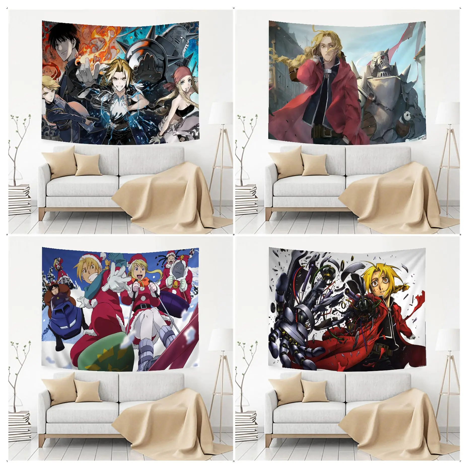

Fullmetal Alchemist Cartoon Tapestry Art Science Fiction Room Home Decor Japanese Tapestry