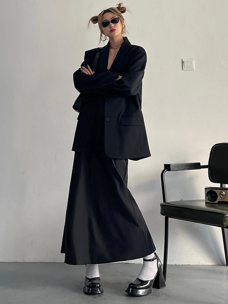 Женское платье-костюм из двух предметов [MODX] черное свободное Повседневное