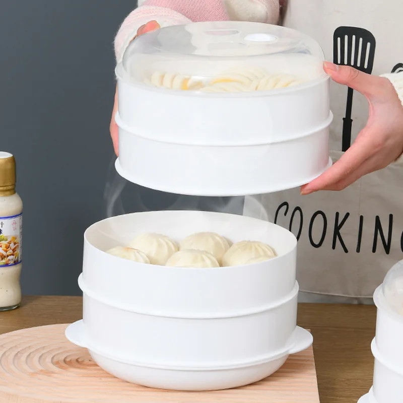 

Microwave Oven Steamer Kitchen Hot Steamed Bread Dumplings with Tropical Cover Steamer for Household Multi-Layer Plastic Steamer