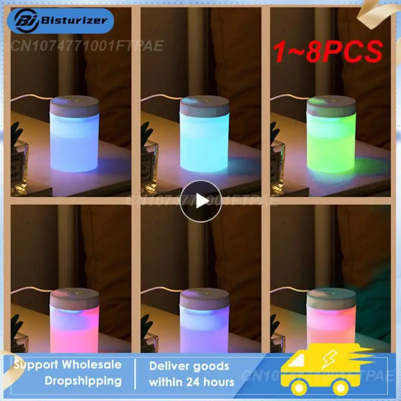 

1~8PCS Air Humidifier Mini Portable Sprayer USB Colorful Atmosphere Light Mute Large Spray Aromatherapy Machine Car Office Air