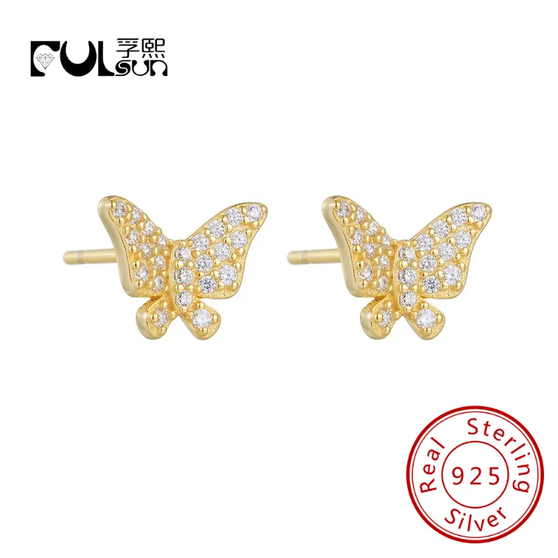 

Exquisite Butterfly Zirconia Stud Earrings 925 Sterling Silver 18k Gold Plated Fine Jewelry
