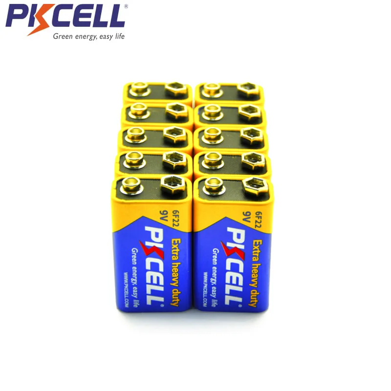 

10pcs PKcell 6F22 9V battery PPP3 6lr61 Super Heavy Duty Dry Batteries Non Rechargeable For Radio electronic thermometer