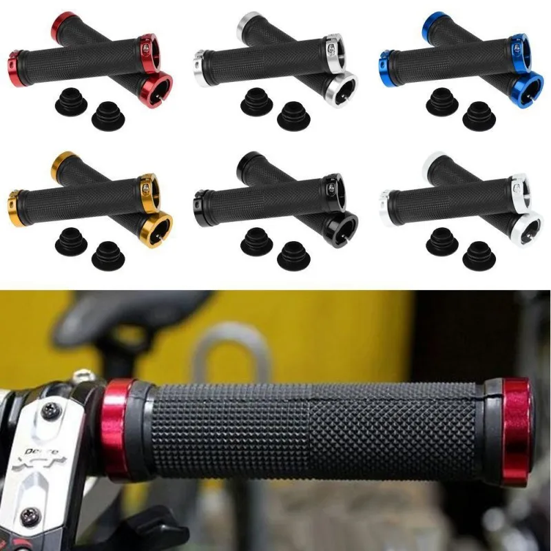 

Bicycle Grips BMX Bike Handbar Grips Rubber Bilateral Lock Mountain MTB Bikes Non-slip Handlebar Grips Cycling Bike Accessories
