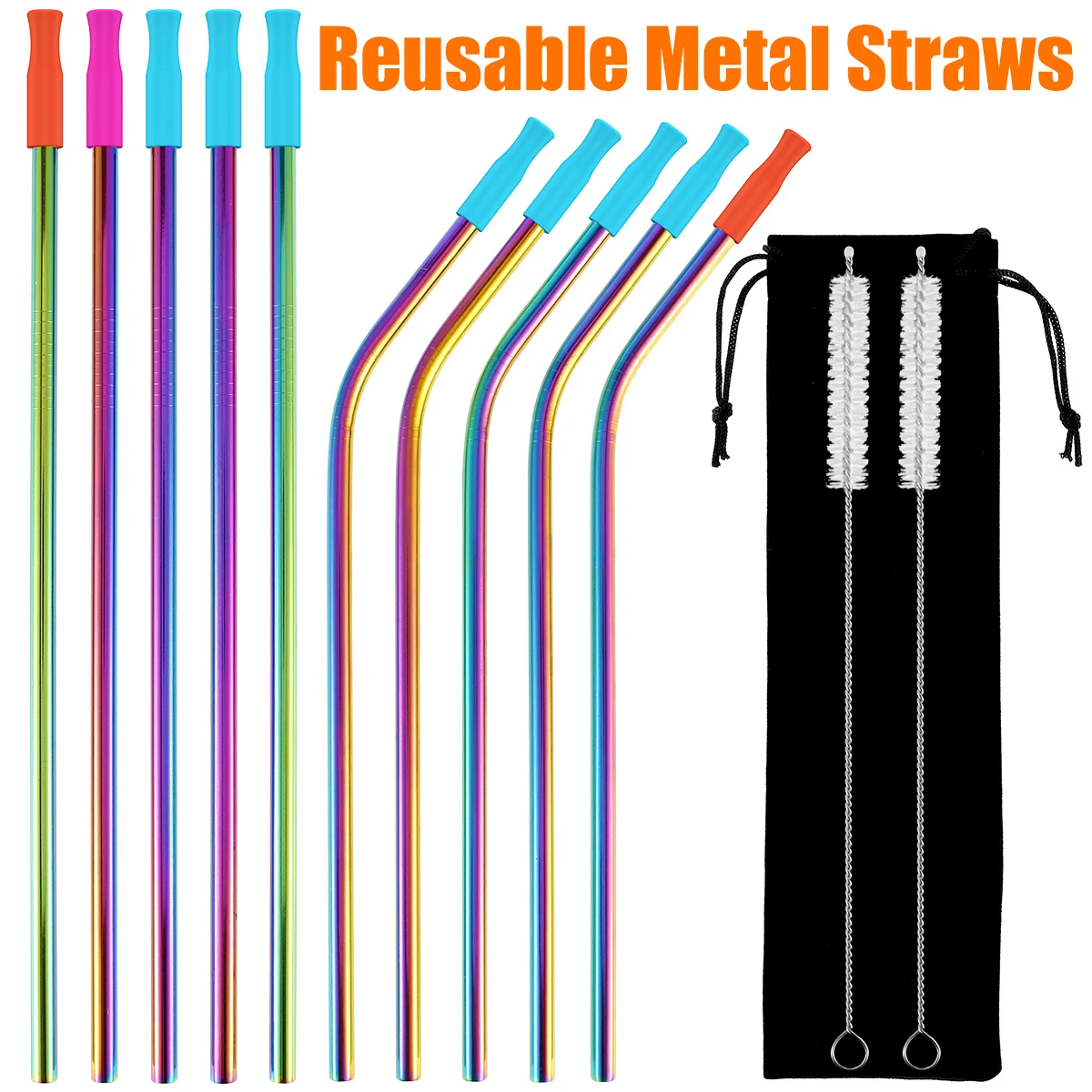 

10 шт., соломинки для напитков, из нержавеющей стали