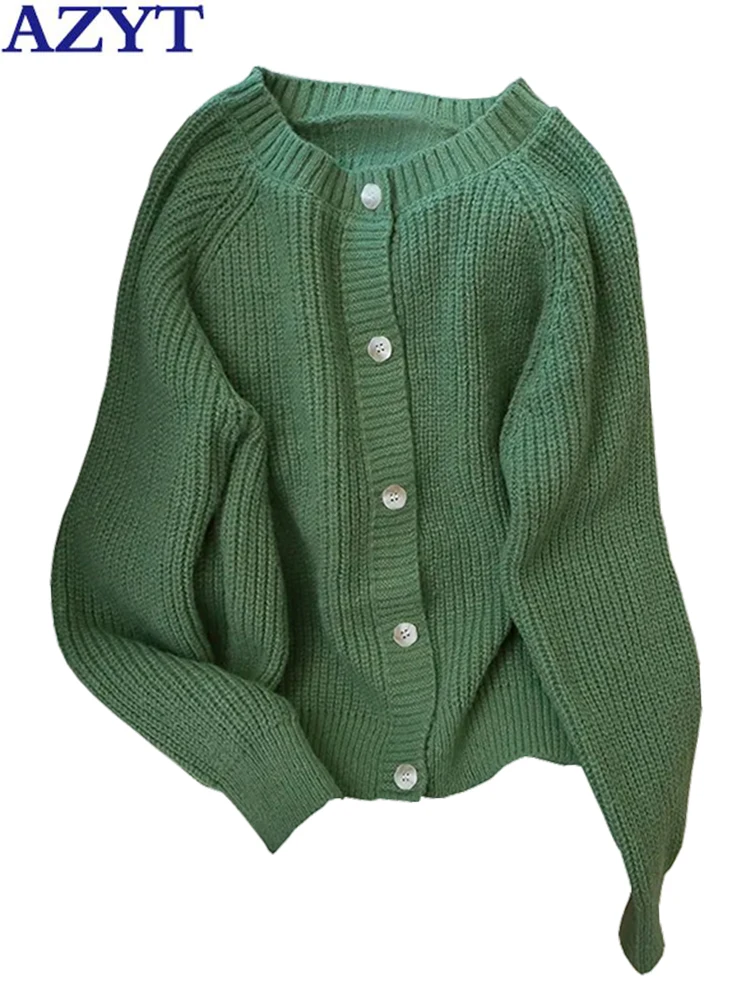 

AZYT Autumn O Neck Knitted Female Cardigan All Match Knitwear Women Sweater Coat 2022 Casual Solid Sweater Cardigan