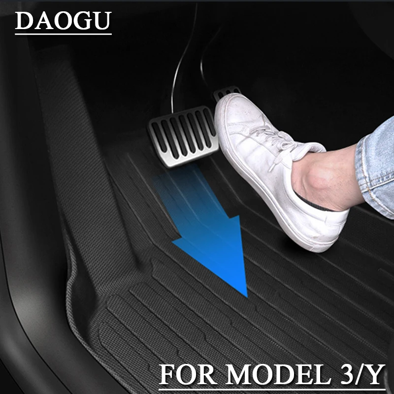

DAOGU полное окружение Специальная подставка под ногу для Tesla Model 3 Y, автомобильный водонепроницаемый нескользящий напольный коврик из ТПЭ и и...
