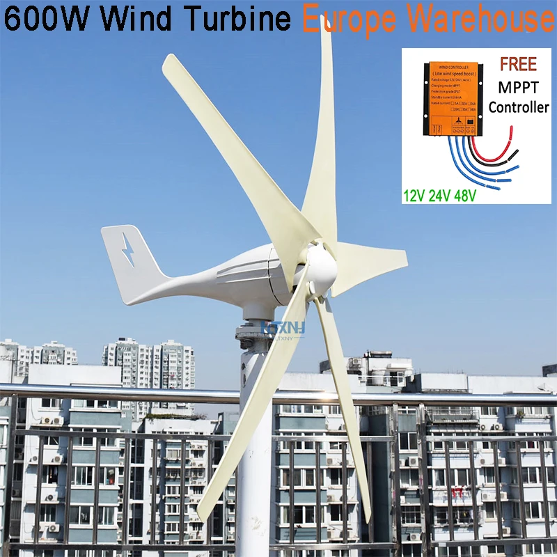 

Home Small Wind Power Turbine 600W 12V 24V 48V Wind Energy Generator Windmill for Farm With MPPT Charge Controller Regulator