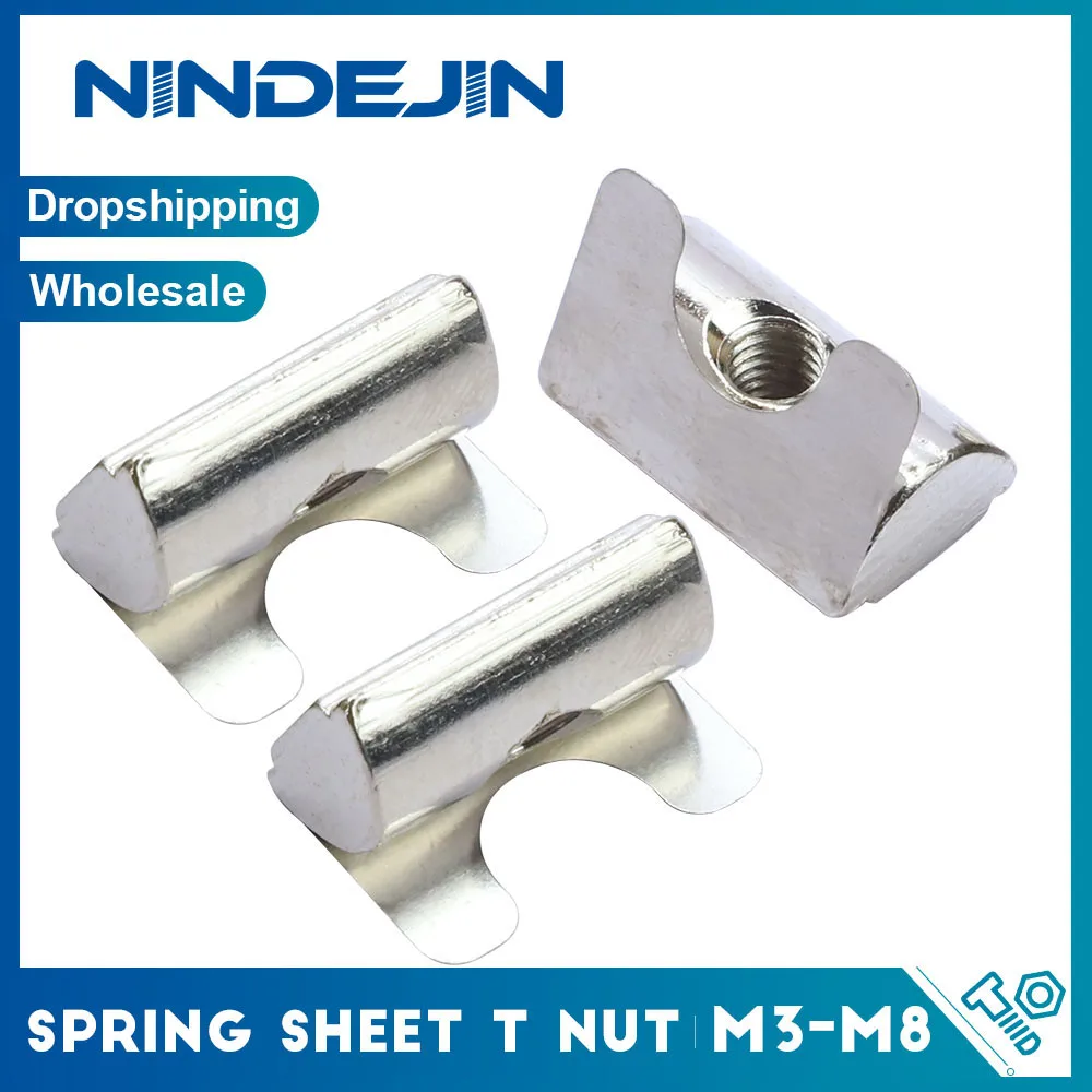 NINDEJIN Шрапнельная гайка Т-образный паз скользящая никелированная M4 M5 M6 M8