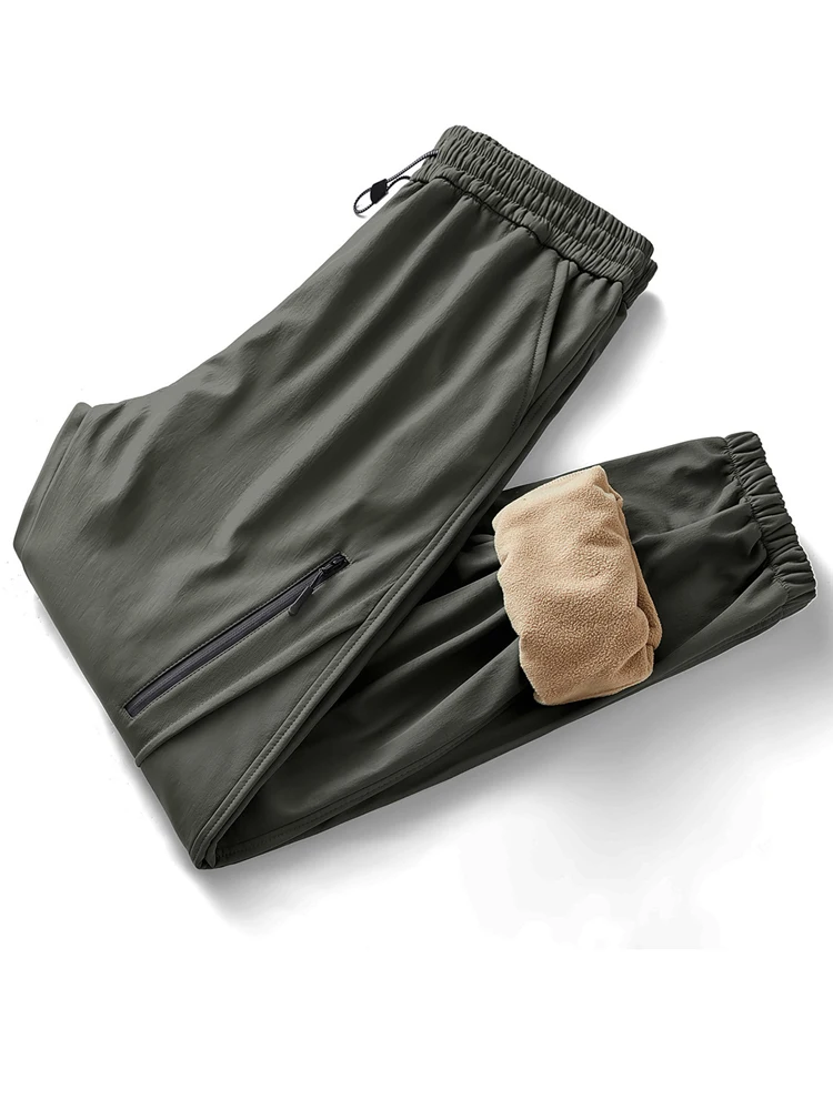 Plus Size 00.00kg Plus size Winter Fleece-lined Warm Outdoor Three-Proof Tactical Pants Men's and Women's Ankle-tied Travel M...