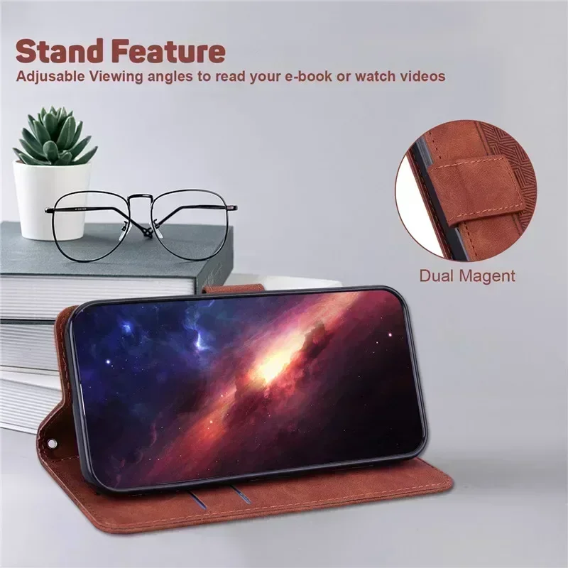 Фото Чехол Etui S24 FE S24 Ultra для Samsung Galaxy S24 S24Plus Galaxi S24+ S24fe Чехлы с магнитным геометрическим текстильным кошельком и книгой №4