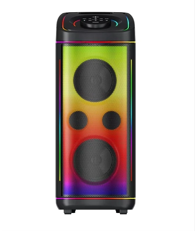 Фото Караоке-бумбокс 500 Вт с RGB-подсветкой от производителя, красочная деревянная колонка для домашнего использования №2