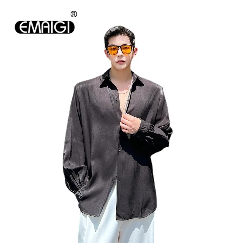 Мужская свободная рубашка с длинным рукавом, Повседневная тонкая тканевая Солнцезащитная рубашка, уличная одежда, модные японские и корейские сетчатые классические рубашки знаменитостей