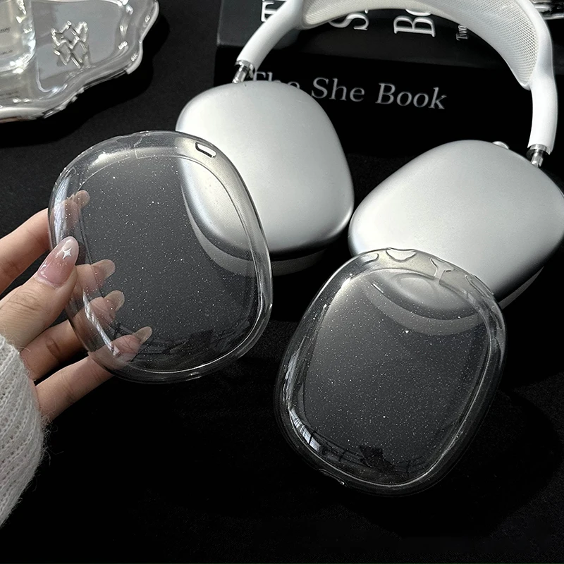 Фото 1 пара чехлов для наушников Apple Airpods Max, защитный чехол, блестящий прозрачный мягкий чехол из ТПУ для наушников Apple Airpods Max 2 №3