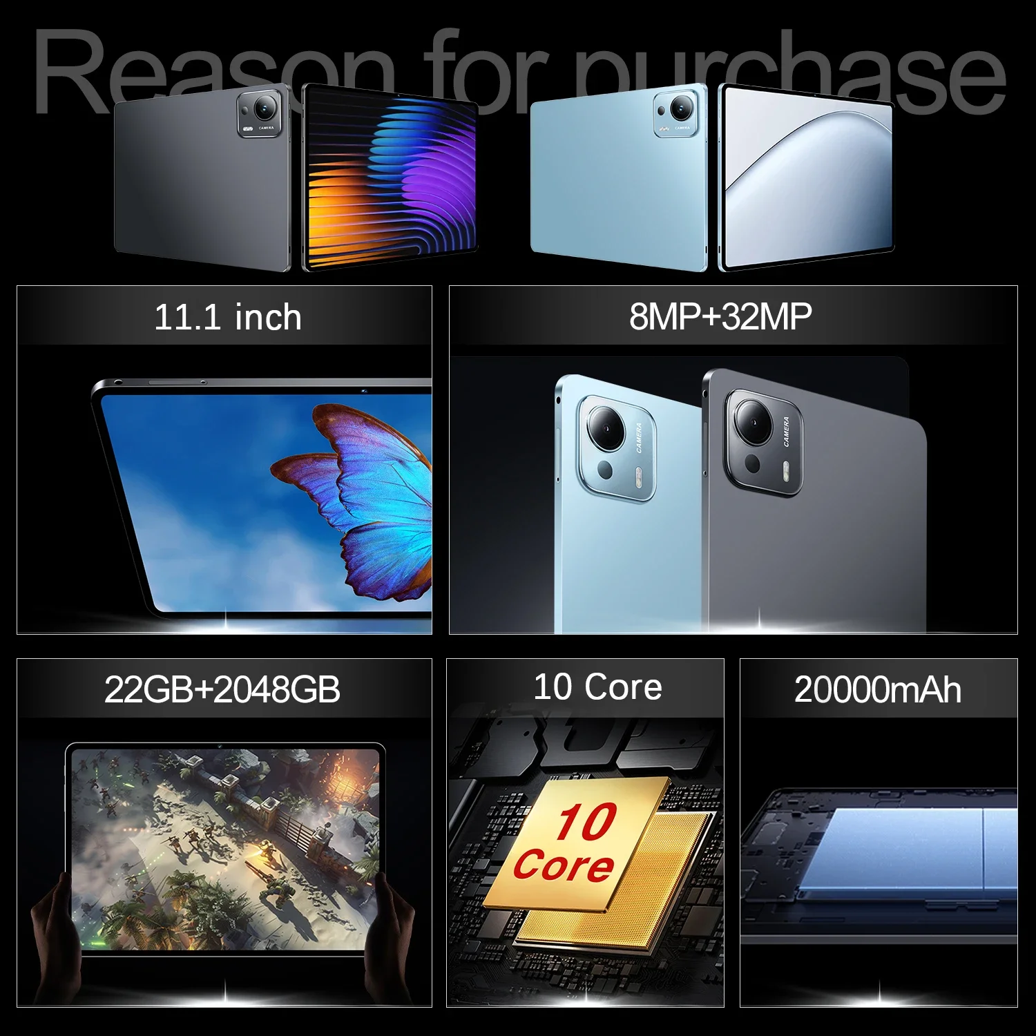 Фото Новый планшет Pad 7 Ultra 2026 года, Android 16, 11-дюймовый дисплей, 22 ГБ + 2 ТБ, две SIM-карты, Snapdragon 8 Gen3, 20000 мАч, оригинальный планшетный ПК. №2