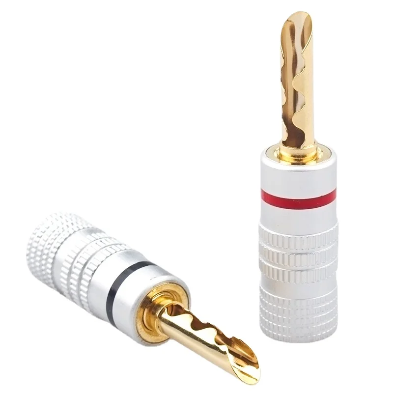 

HiFi Audio Line Adapter Speaker Cable Banana Plug 5mm Solder-Free Gold Plated Connector
