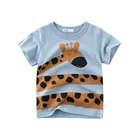 Летняя футболка для мальчиков и девочек, с мультяшным принтом, жираф, Лев, обезьяна, футболки с коротким рукавом для мальчиков, детская одежда, хлопковые топы для малышей 10 лет, 2022